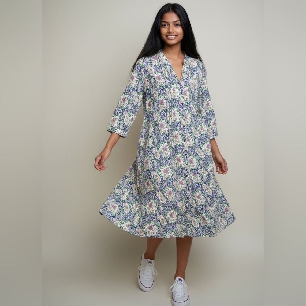 NWOT Boo Gemes Cotton Paisley Sun Dress Women’s Large